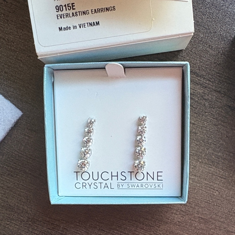 Touchstone Crystal Sparkling Silver Earrings